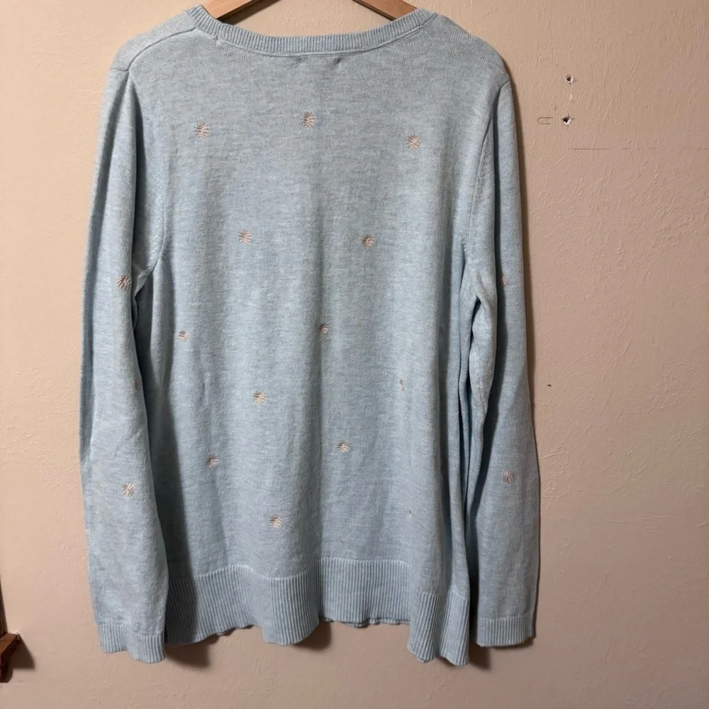 J. Jill baby blue sweater with embroidered pattern Size Large